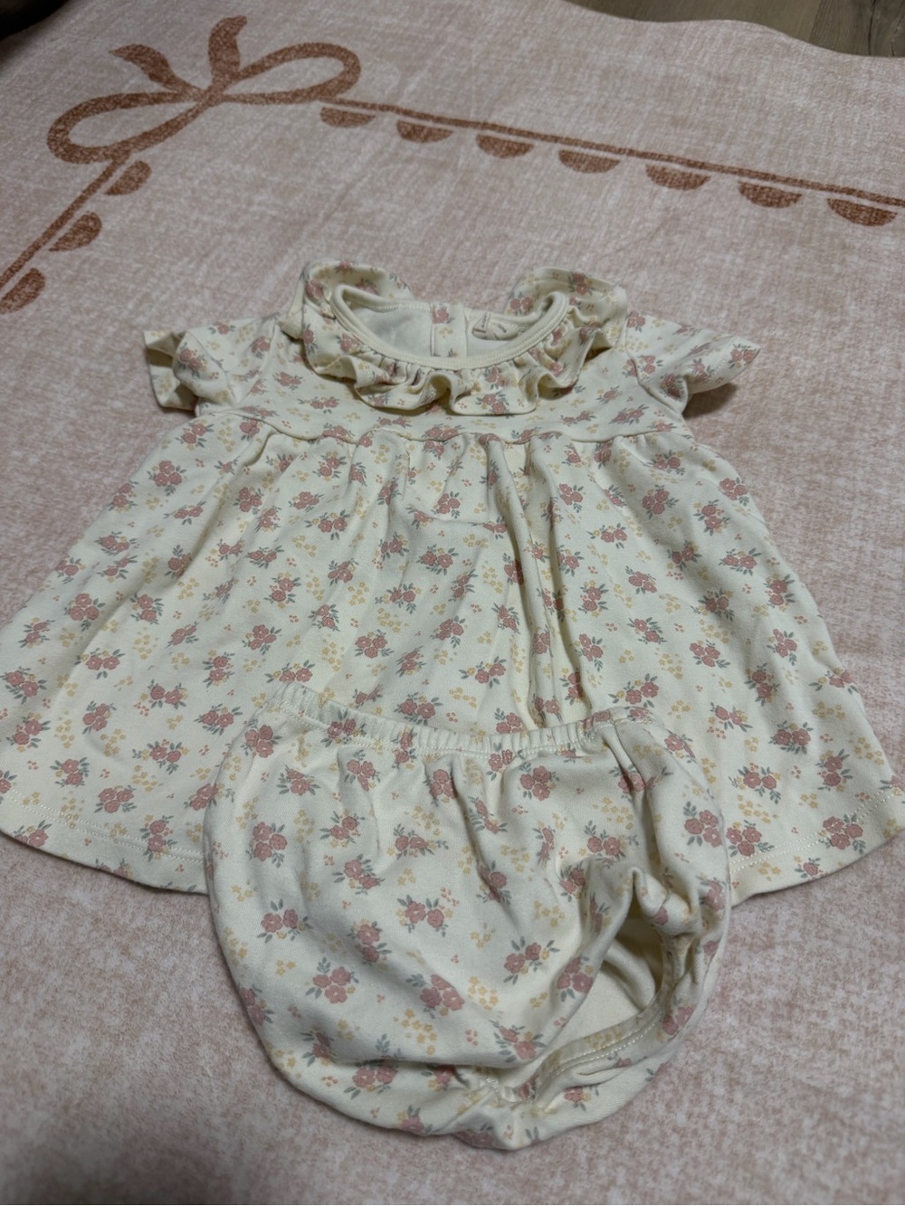 Cream Floral Ruffle Quincy Mae Dress with Bloomers
